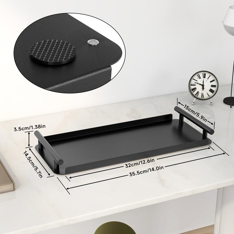FEILERN Toilet Paper Basket, Stainless Steel Toilet Tank Tray with Handle for Organizing - Toilet Paper Basket Storage for Toilet Tank, Bathroom, Kitchen Counter (Black) - Image 5
