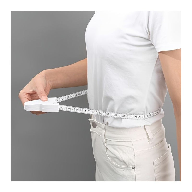 White Retractable Soft Tape Measure for Body Waistline Chest Thighs - Image 3