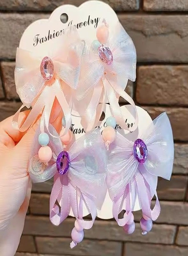 Plenteous مجموعة إكسسوارات شعر للبنات من بلينتوس - مشابك شعر متعددة الألوان على شكل فيونكات مع شرائط وشرابات على شكل فراشات - مظهر أنيق ومرح - Image 2