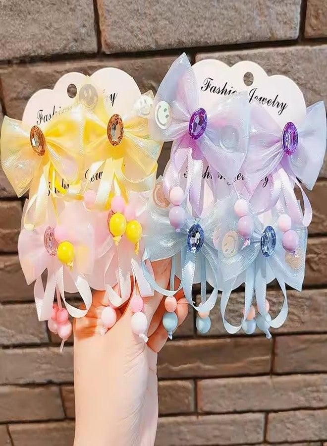 Plenteous مجموعة إكسسوارات شعر للبنات من بلينتوس - مشابك شعر متعددة الألوان على شكل فيونكات مع شرائط وشرابات على شكل فراشات - مظهر أنيق ومرح - Image 3