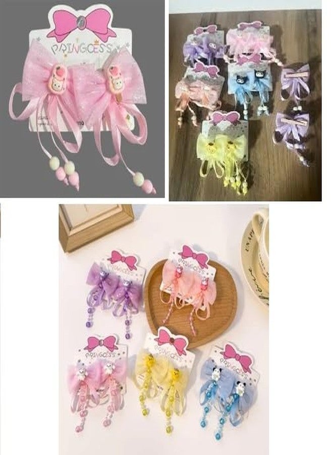 Plenteous مجموعة إكسسوارات شعر للبنات من بلينتوس - مشابك شعر متعددة الألوان على شكل فيونكات مع شرائط وشرابات على شكل فراشات - مظهر أنيق ومرح - Image 4