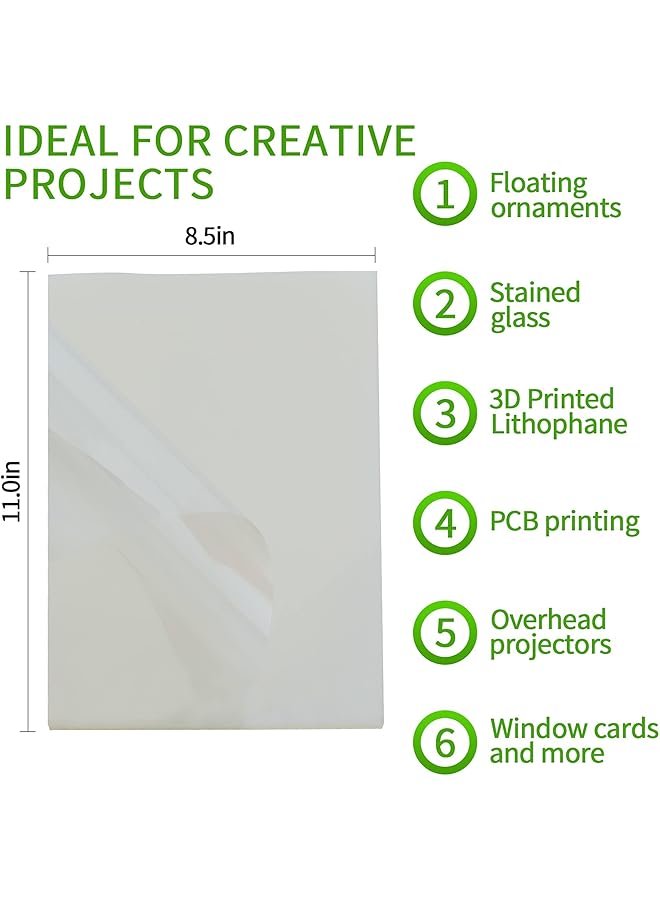 30 Sheets Transparency Film Paper 8.5X11 Inches Transparent Film For Ink Jet Printer 100 Percent Transparencies Printing Transparent Film Sheets For Overhead Projector Silk Screen Printing