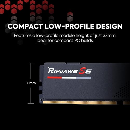 G.Skill ذاكرة G.SKILL Ripjaws S5 Series DDR5 (Intel XMP 3.0) سعة 32GB (2x16GB) 6400MT/s CL32-39-39-102 1.40V للكمبيوتر المكتبي U-DIMM - أسود غير لامع (F5-6400J3239G16GX2-RS5K) - Image 4