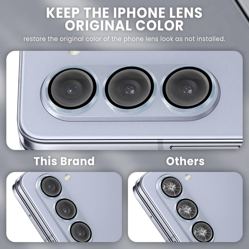 FIRST MART Camera Lens Protector for Samsung Galaxy Z Fold 5 (7.6 Inches) Tough HD Individual Aluminum Alloy Lens Rings Cover, Scratch Resistant, Thin Lens Protection| Light Blue, 1 Pack - Image 2