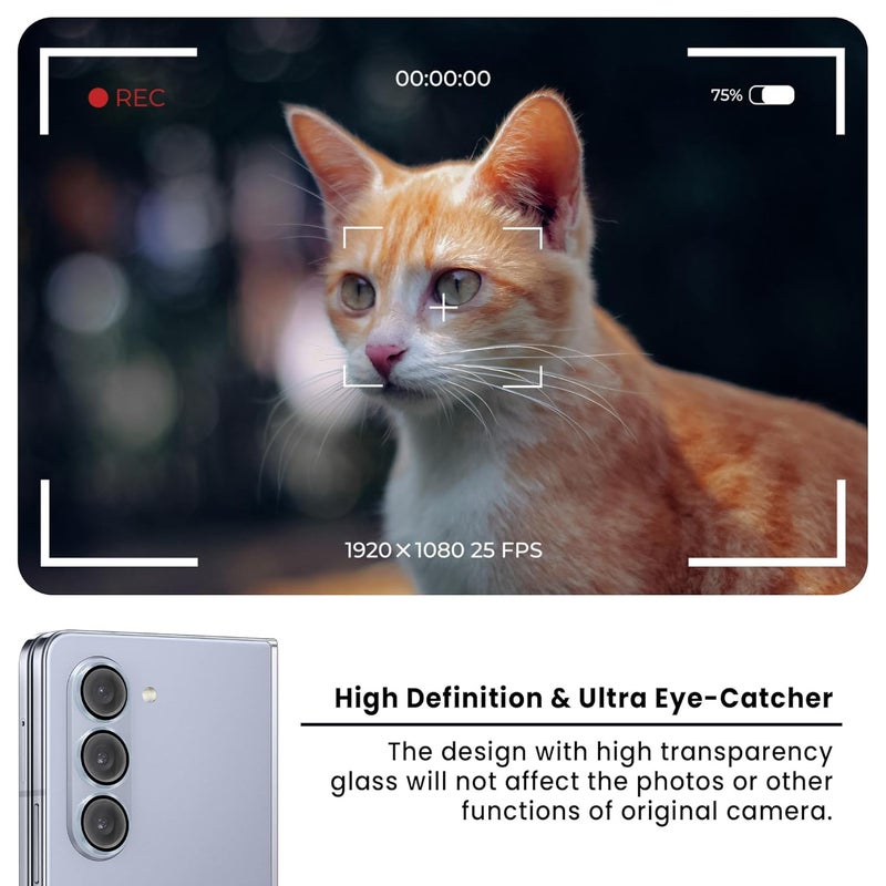 FIRST MART Camera Lens Protector for Samsung Galaxy Z Fold 5 (7.6 Inches) Tough HD Individual Aluminum Alloy Lens Rings Cover, Scratch Resistant, Thin Lens Protection| Light Blue, 1 Pack - Image 3