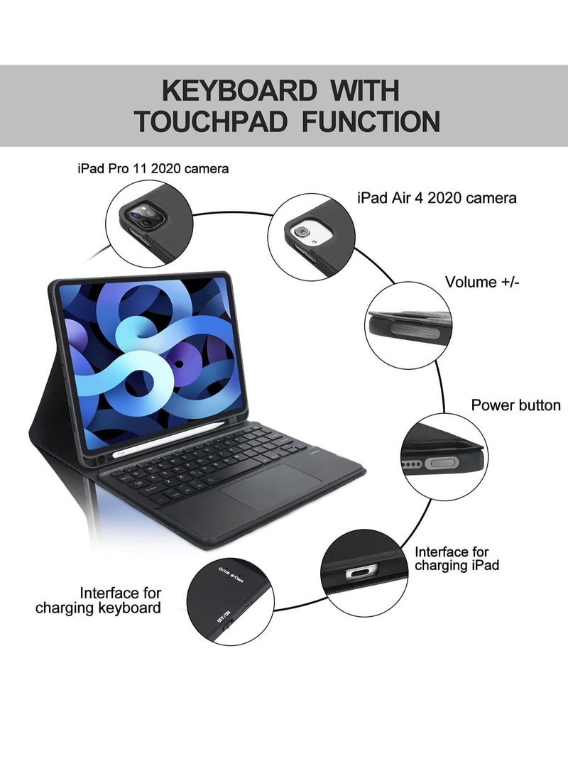 ELTRAZONE - New Keyboard Case Compatible for iPad Air 4th Generation, Detachable Wireless Bluetooth Trackpad Keyboard, Full Protection, Slim Folio Case with Magnetic Stand, Perfect for Work & Study - Image 1