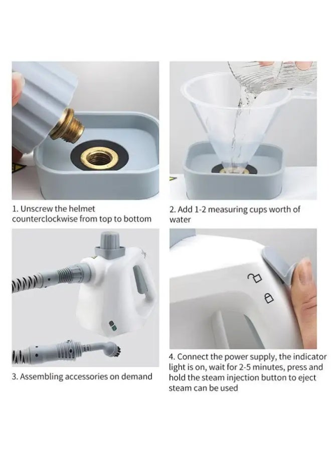 APEX Handheld Steam Cleaner with 9-Pieces Accessories,1000W High Pressure Temperature Steam Cleaner,247cm Power Cord,250ML Tank for Car, Grout, Kitchen, Furniture - Image 5