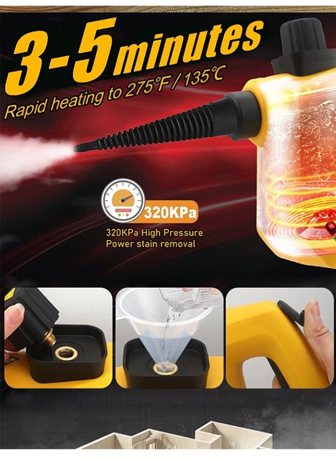 APEX Handheld Steam Cleaner with 9-Pieces Accessories,1000W High Pressure Temperature Steam Cleaner,247cm Power Cord,250ML Tank for Car, Grout, Kitchen, Furniture - Image 2