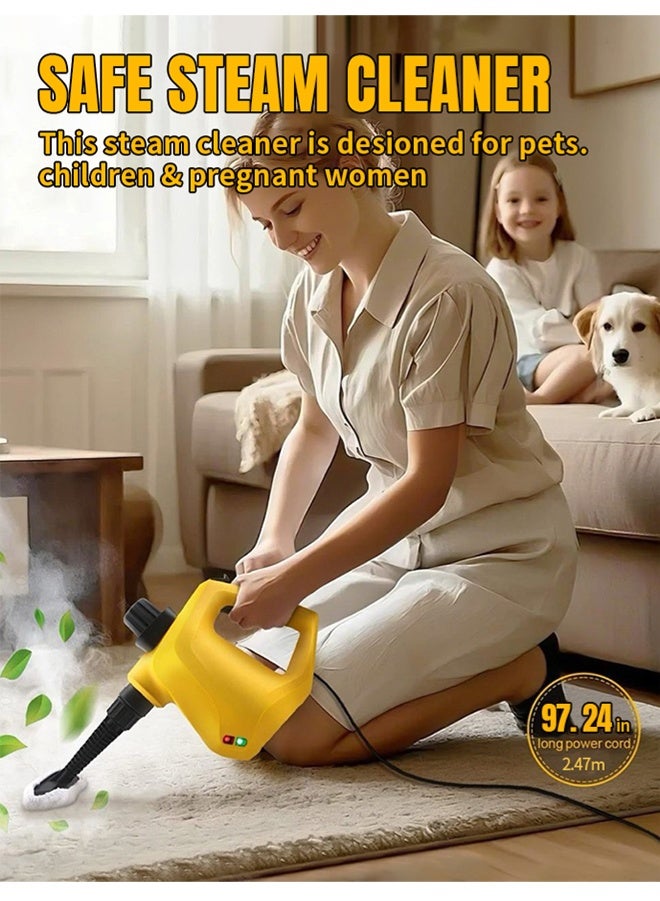 APEX Handheld Steam Cleaner with 9-Pieces Accessories,1000W High Pressure Temperature Steam Cleaner,247cm Power Cord,250ML Tank for Car, Grout, Kitchen, Furniture - Image 4