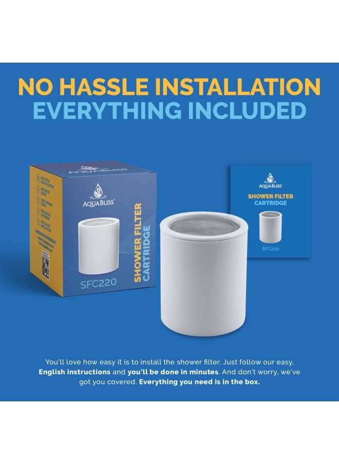 AquaBliss Replacement MultiStage Shower Filter Cartridge Longest Lasting High Output Universal Shower Filter Reduces Chlorine Toxins in SF220 or SF100 1Pack SFC220