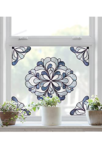 Artscape Capri Slate Accent | Window Privacy Film Stained Glass Pattern | Non-Adhesive & UV Protection | Easy to Apply & Removable | 12 x 12 inches | Made in USA - Image 1