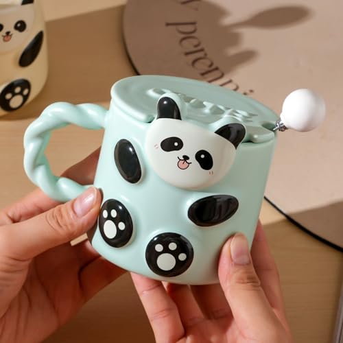 Vasukie Green Panda Coffee Mug,Mugs for Coffee, Rakhi for Brother, Birthday Gift, Ceramic Mug, 3D Panda Coffee Mug (Green Panda Mug) - Image 3
