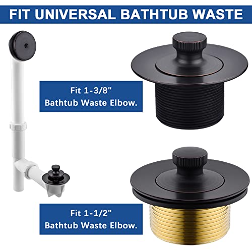 Anpean Brass Bathtub Drain Kit, Lift and Turn Tub Drain Kit with Overflow Faceplate, Oil Rubbed Bronze - Image 5