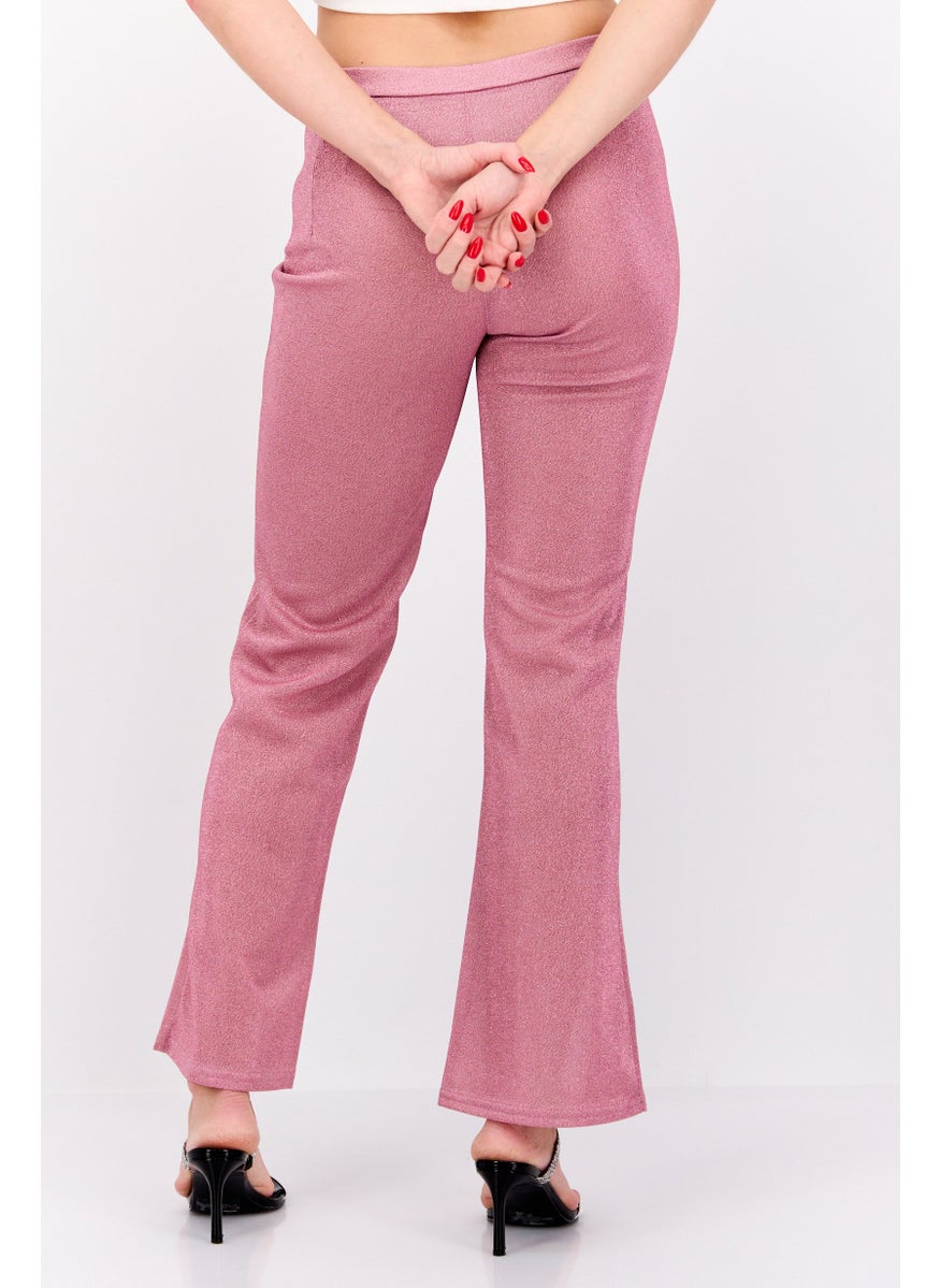 Jaded Rose Women Petite Wide Leg Metallic Pants, Pink  - Image 4