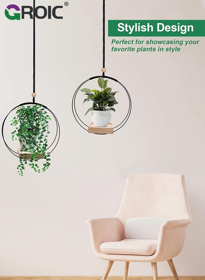 GROIC Bohemian Plant Hanger with a Base - Stylish Indoor Hanging Planter Suitable for Wall, Window, Suitable for Small Potted Plant Floating Display Rack, Does Not Include Pot And Plants - Image 4