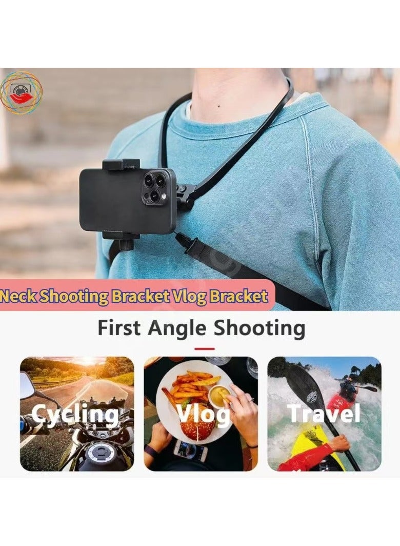 Neck Mount for Phones, Cell Phone Holder Stand Hanging on Neck POV/Vlog Selfie Hand Free Necklace Phone Strap Video Recording for iPhone 15 14 13 12 Series Android Phones  - Image 1