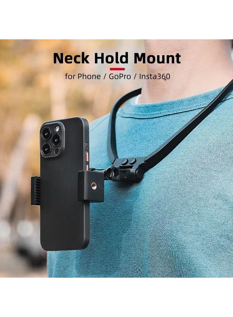 Neck Mount for Phones, Cell Phone Holder Stand Hanging on Neck POV/Vlog Selfie Hand Free Necklace Phone Strap Video Recording for iPhone 15 14 13 12 Series Android Phones  - Image 2