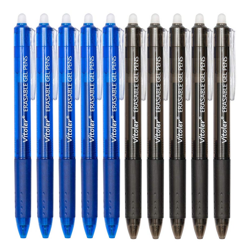 Vitoler Retractable Erasable Gel Pens Clicker, Fine Point(0.7mm), Make Mistakes Disappear,5 Black & 5 Blue Gel Ink Pen for Drawing Writing Planner and School Supplies - Image 1