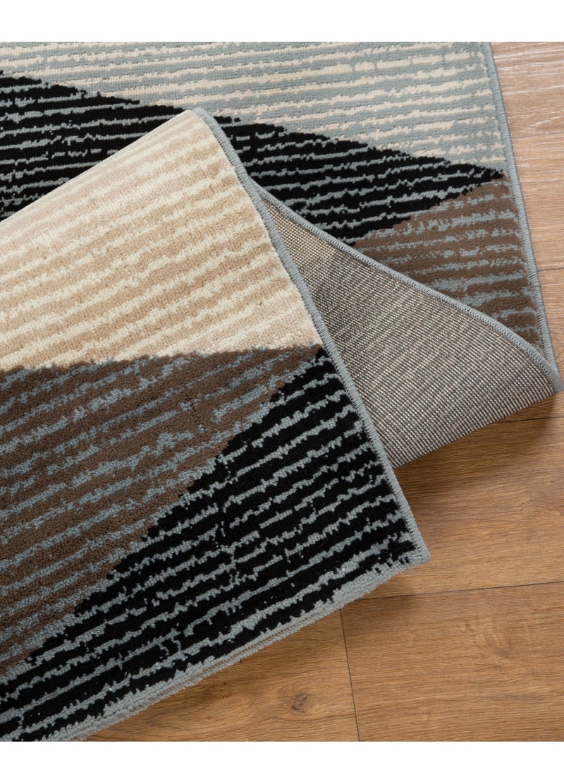 لوفت فيريرا، سجادة حديثة لغرفة المعيشة وغرفة النوم وسجادة أرضية للمنزل، مضادة للانزلاق،160*220 cm, رمادية متعددة الألوان، صنع مصري - 159/EC9-X - Image 2