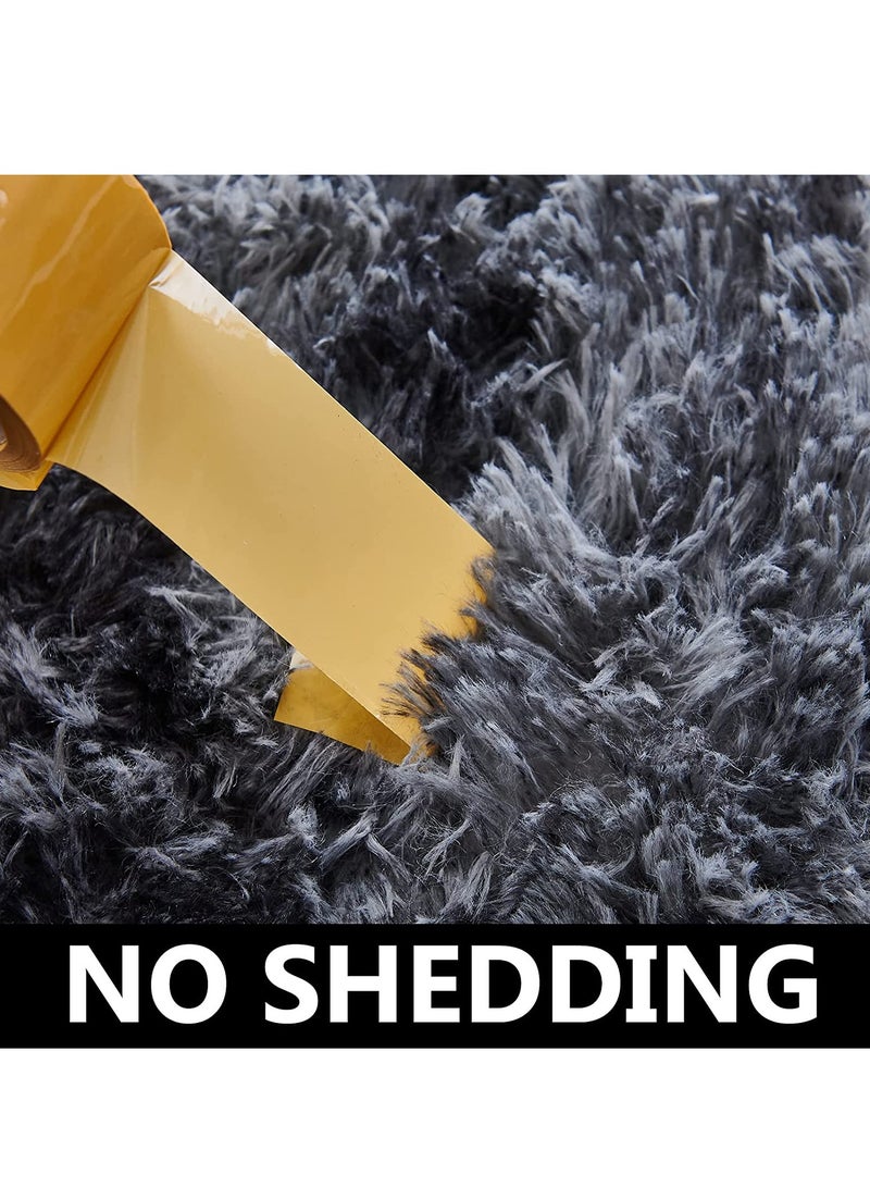 Loquat Soft Tie-Dyed Dark Grey Rug  Area Rugs for Living Room Anti-Skid Extra Comfy Fluffy Floor Carpet for Indoor Home Decorative - Image 4