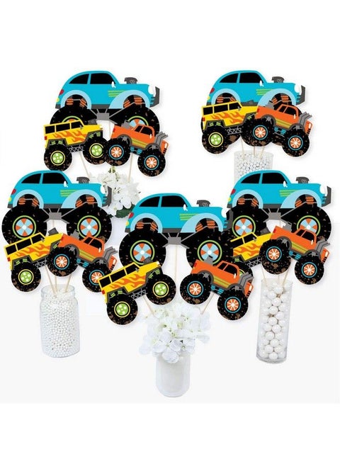 Smash And Crash Monster Truck Boy Birthday Party Centerpiece Sticks Table Toppers Set Of 15