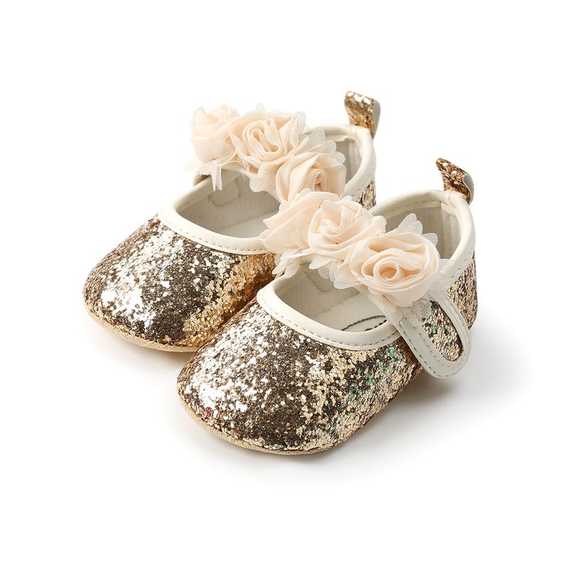 HsdsBebe 2pcsSet Newborn Baby Girl Princess Mary Jane Shoes Toddler Infant Wedding Dress Flat Shoes with Free Headband