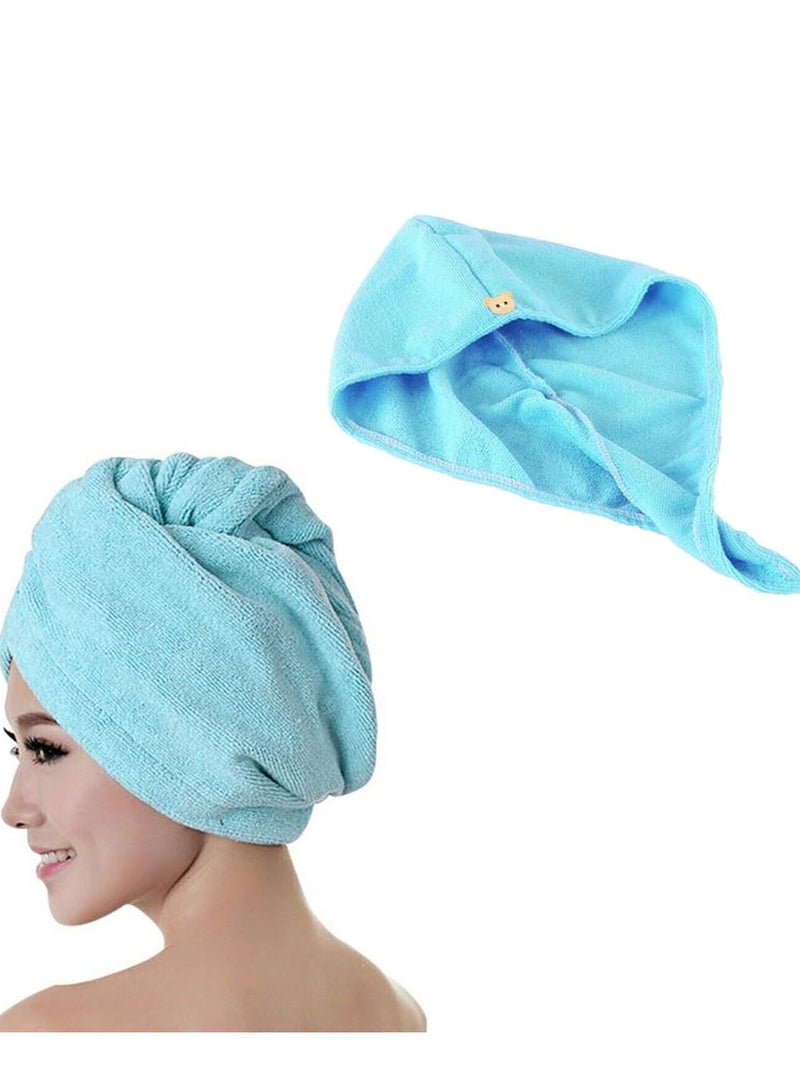 ذات منشفة شعر من الألياف الدقيقة - منشفة تجفيف شعر فائقة الامتصاص وسريعة الجفاف للنساء والرجال - عمامة شعر ناعمة وخفيفة الوزن ومقاومة للتجعد مع حلقة زر آمنة - مثالية للشعر المجعد والمستقيم والناعم والكثيف - Image 1