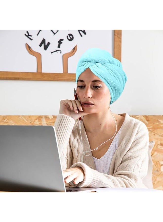 ذات منشفة شعر من الألياف الدقيقة - منشفة تجفيف شعر فائقة الامتصاص وسريعة الجفاف للنساء والرجال - عمامة شعر ناعمة وخفيفة الوزن ومقاومة للتجعد مع حلقة زر آمنة - مثالية للشعر المجعد والمستقيم والناعم والكثيف - Image 3