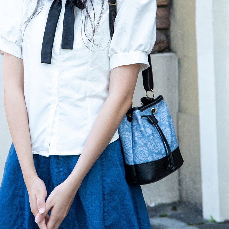 Korean Style Women'S Small Bags, Printed Bucket Bags, Niche Ins Shoulder Crossbody Bags - Image 5