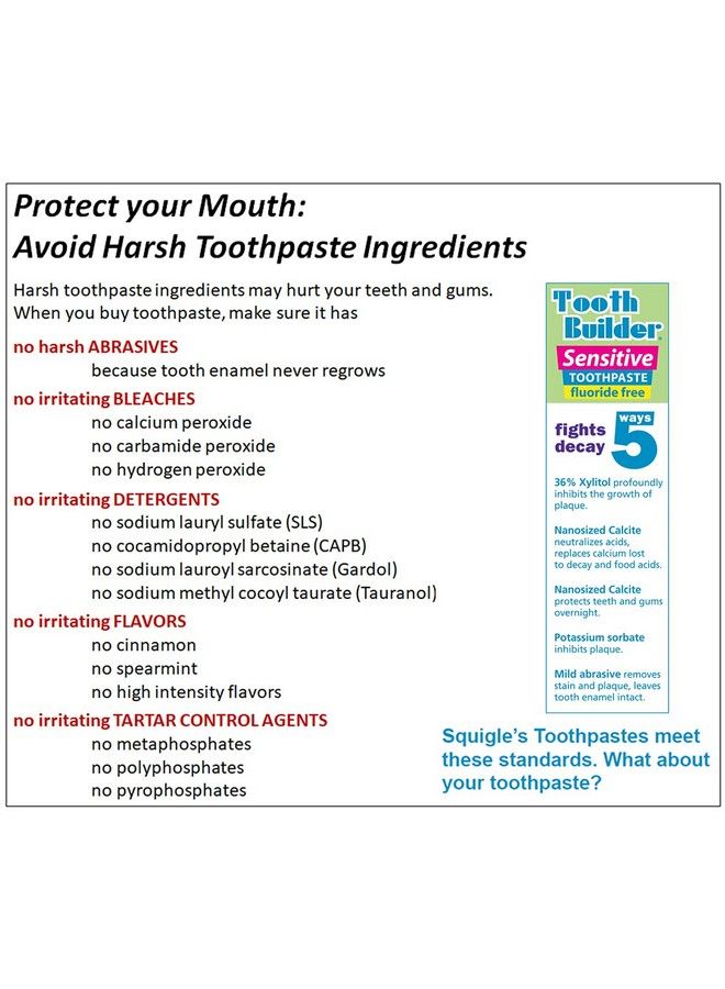 Squigle Tooth Builder Sls Free Toothpaste (Stops Tooth Sensitivity) Prevents Canker Sores Cavities Perioral Dermatitis Bad Breath Chapped Lips 4 Oz 1 Pack - Image 4
