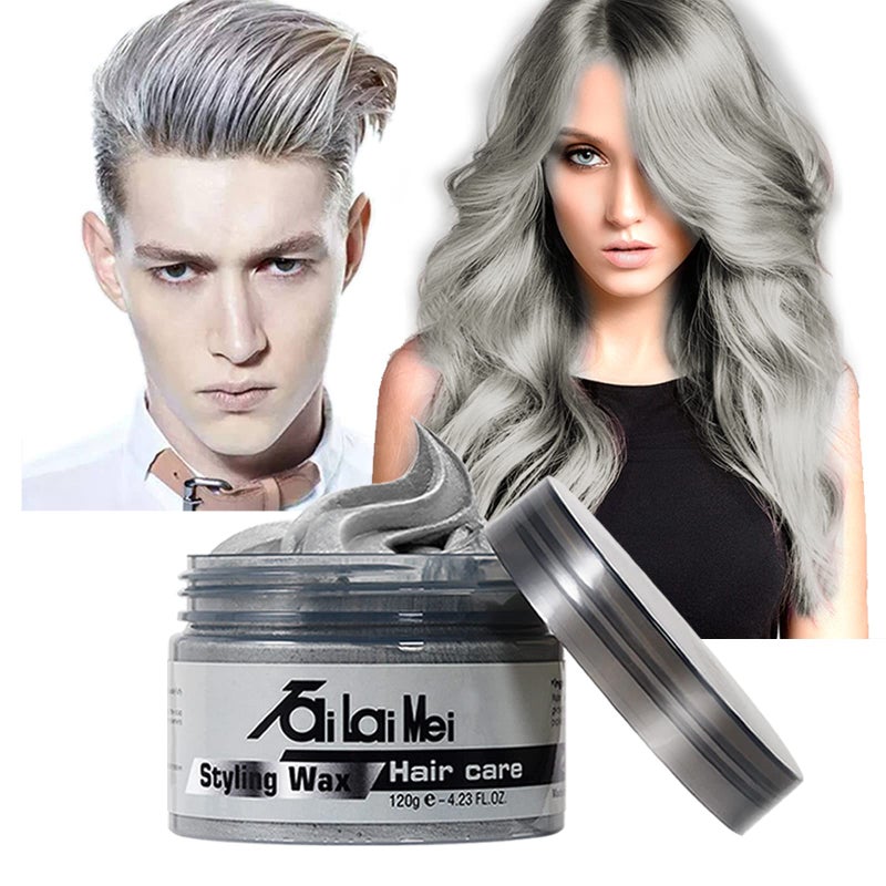 TailaiMei Temporary Silver Gray Hair Wax 423oz Instant Hairstyle Mud Cream Hair Pomades for Party Cosplay Nightclub Masquerade Halloween