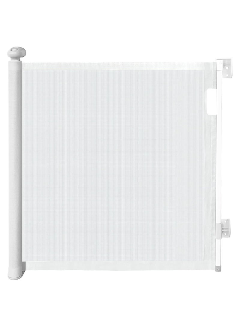 NNEWVANTE Baby Gate Retractable Gates for Stairs,Mesh Dog Gate for The House,Wide Pet Gate,Long Child Safety Gates for Stairs,Hallways, Indoor/Outdoor,Cat Gate (White, 140 * 90 * 6.5) - Image 1