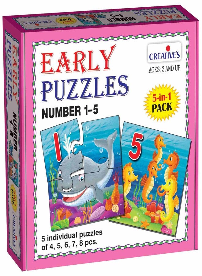 Creative's Early Puzzles Number 1 to 5 | Counting & Number Jigsaw Puzzles | Water Animals | Early Puzzles Series | Educational Game | Knowledge of Water Animals Ages 3 & Up Kids - Image 1