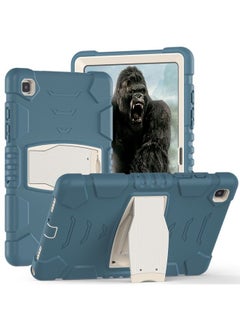 Case Cover For Samsung Galaxy Tab A7 T500 3-Layer Protection Screen Frame + PC + Silicone Shockproof Combination Case with Holder Cornflower Blue