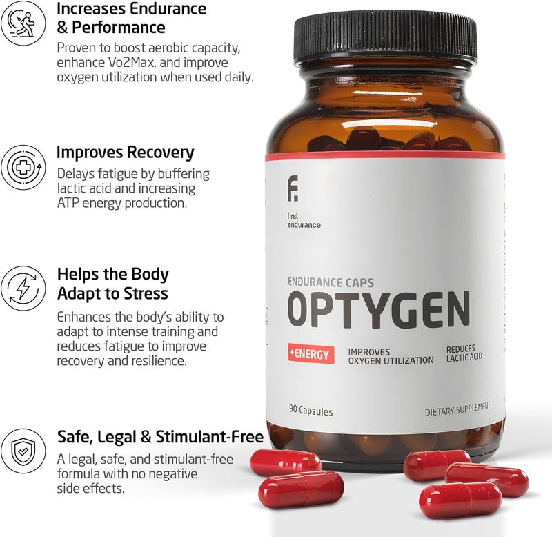 FIRST ENDURANCE Optygen  Premium Endurance Supplement  Boost Power  Increase Performance and Endurance  Improves Oxygen Utilization 90 Capsules - Image 2