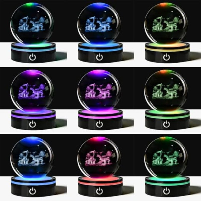 3D World Crystal Ball with LED Stand, 80mm Glass Sphere Night Light Lamp, Prehistoric Animal Crystal Figurines Collectibles, Lover Gifts for and Adults - Image 5
