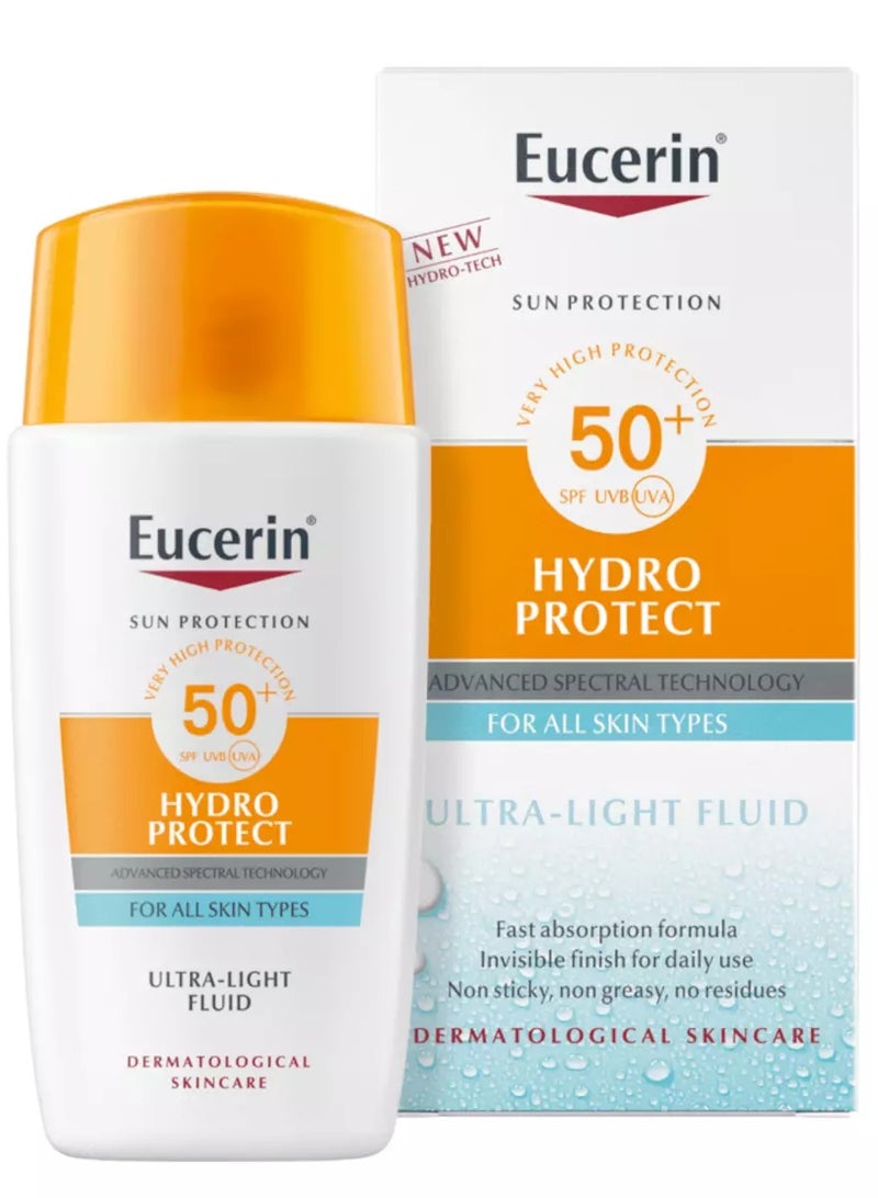 يوسيرين واقي شمس هيدرو بروتكت للوجه سائل خفيف للغاية، حماية عالية من الأشعة فوق البنفسجية الطويلة والمتوسطة، عامل حماية من الشمس 50+، 50 مل لجميع أنواع البشرة - Image 3