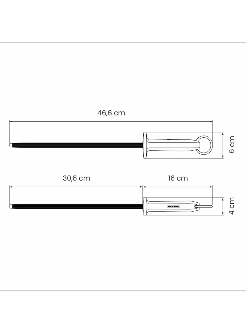 ترامونتينا Tramontina Professional 12 Inches Grooved Shapener with Carbon Steel Rod and White Polypropylene Handle