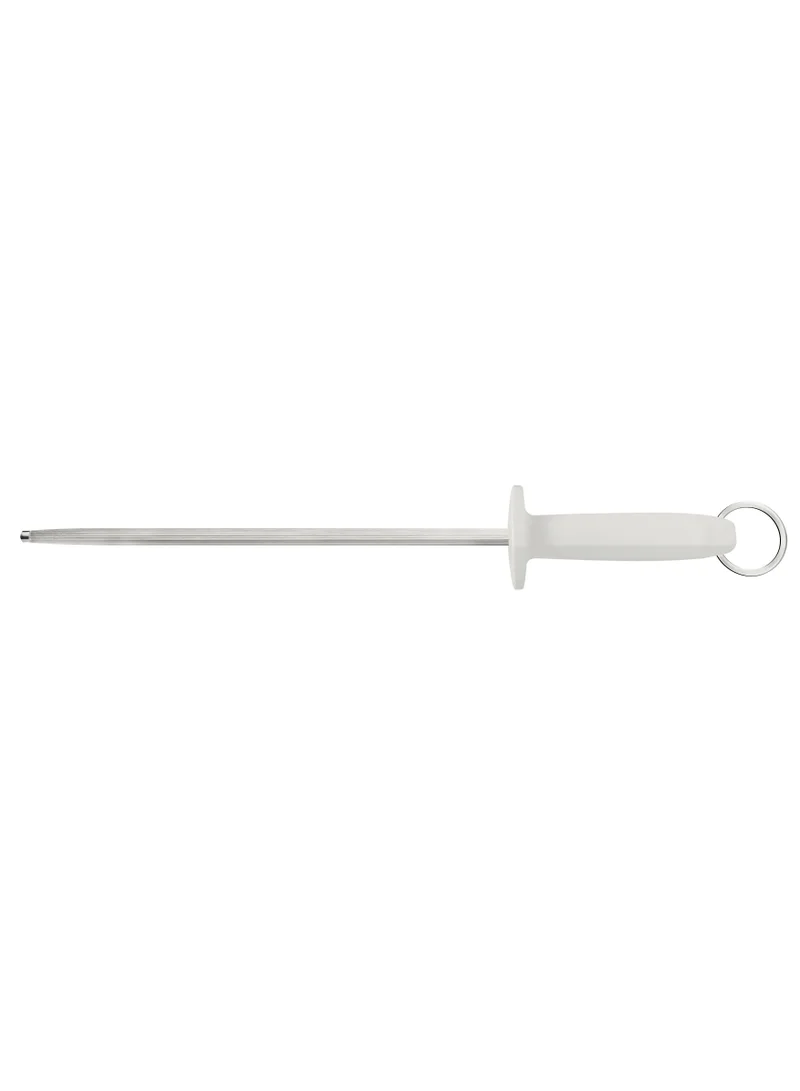 ترامونتينا Tramontina Professional 12 Inches Grooved Shapener with Carbon Steel Rod and White Polypropylene Handle