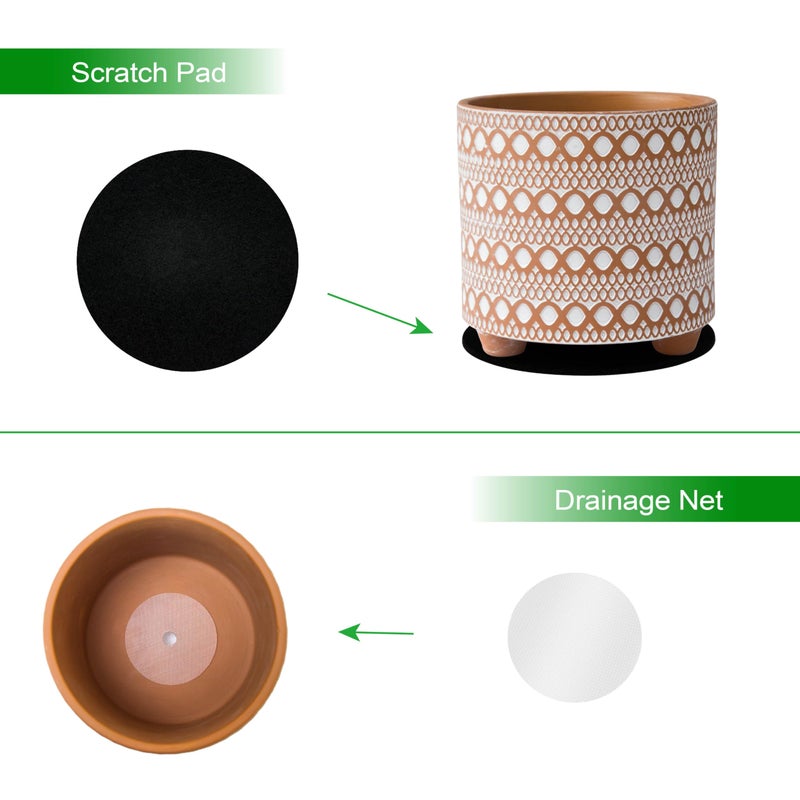 D'vine Dev 8 Inch Terracotta Planter Pot, Modern Design Ceramic Plants Pot with Drainage Hole, Desert Mirage, 33-953-B-1 - Image 5
