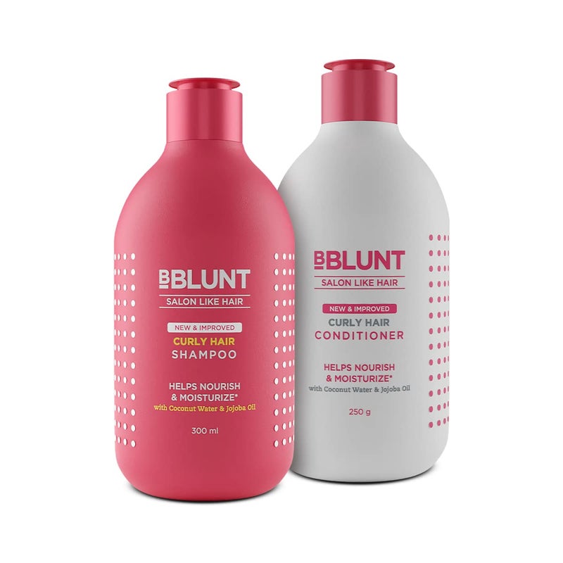 BBLUNT Bblunt Curly Hair Shampoo Conditioner Combo Deeply Nourishes Reduces Dryness Frizz For Men Women 300 ml 250 g - Image 1