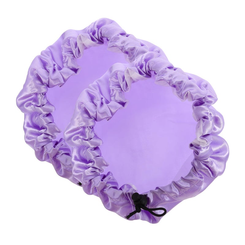 2Pcs Shower Cap For Women Long Hair Breathable Elastic Spa Bath Hair Cover - Image 2
