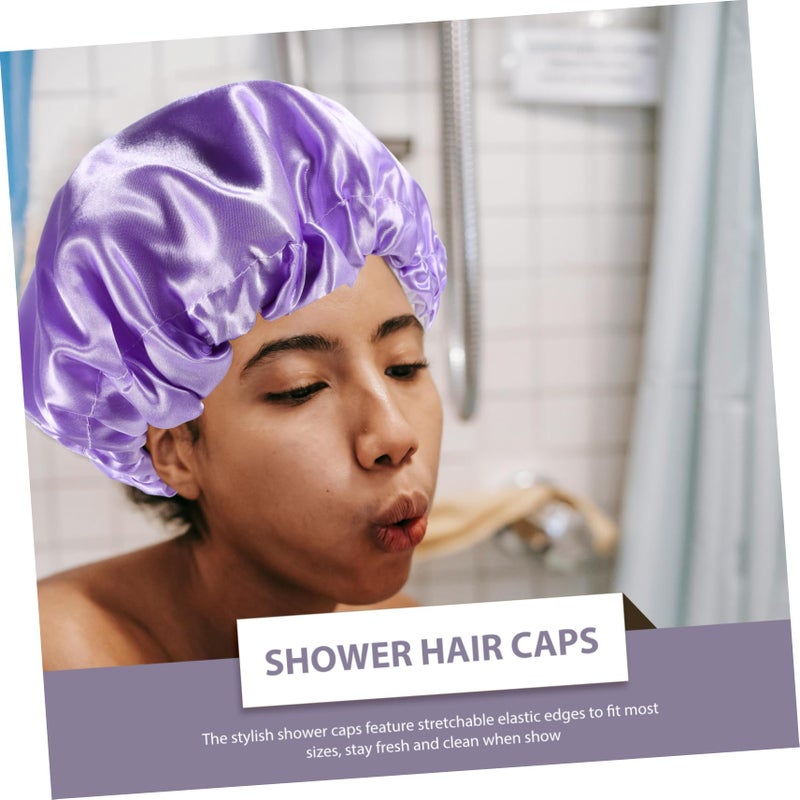 2Pcs Shower Cap For Women Long Hair Breathable Elastic Spa Bath Hair Cover - Image 4