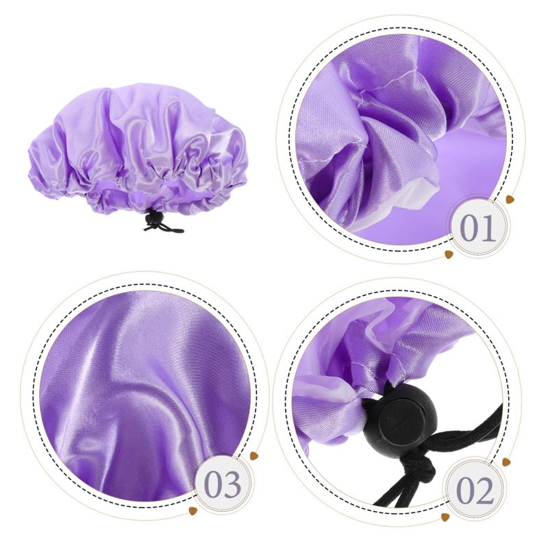 2Pcs Shower Cap For Women Long Hair Breathable Elastic Spa Bath Hair Cover - Image 5