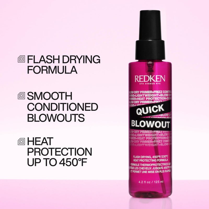 Redken Quick Blowout Heat Protectant Spray For All Hair Types - Smooths & Adds Shine, Lightweight Blowdry Styling Primer with Heat Protection, 1 Fl Oz - Image 2