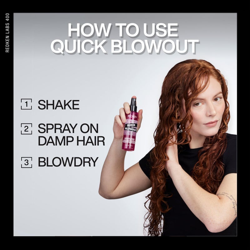 Redken Quick Blowout Heat Protectant Spray For All Hair Types - Smooths & Adds Shine, Lightweight Blowdry Styling Primer with Heat Protection, 1 Fl Oz - Image 4