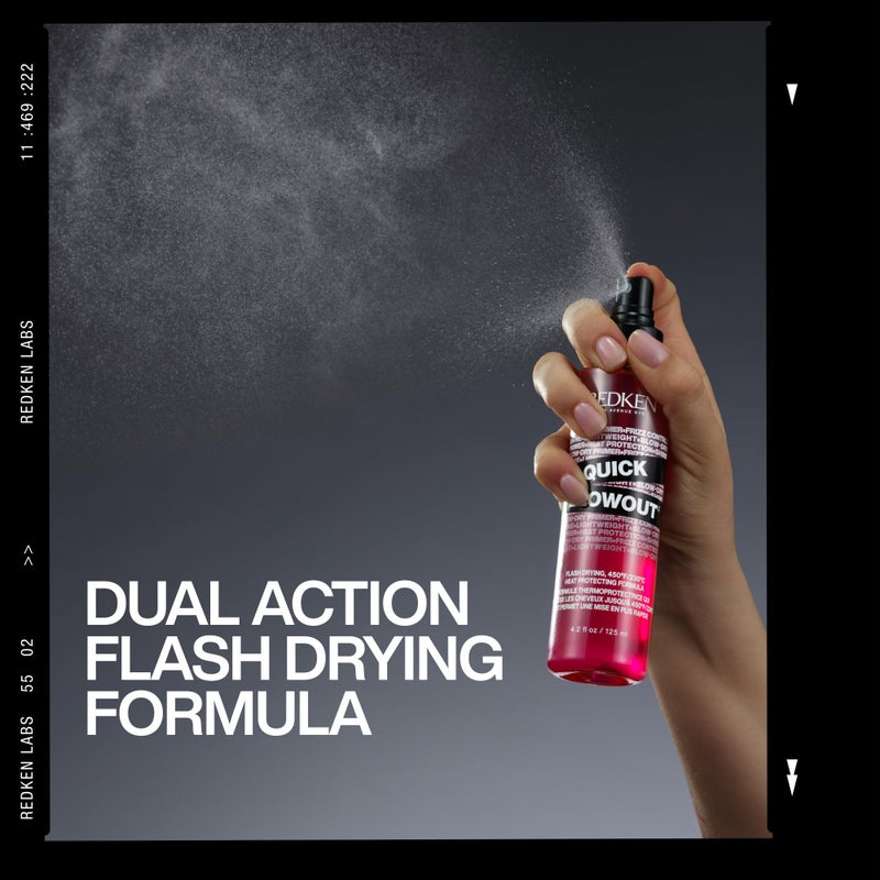 Redken Quick Blowout Heat Protectant Spray For All Hair Types - Smooths & Adds Shine, Lightweight Blowdry Styling Primer with Heat Protection, 1 Fl Oz - Image 5