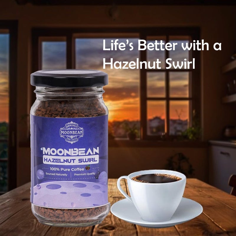 Moonbean Hazelnut Instant Coffee 50g Jar | 100% Pure Arabica | Premium Freeze-Dried Instant Coffee with Smooth & Nutty Hazelnut Flavor | Rich Aroma & Taste | No Added Sugar | Perfect for Hot & Cold Brews - Image 3