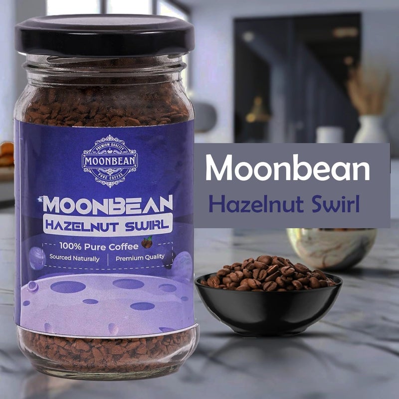 Moonbean Hazelnut Instant Coffee 50g Jar | 100% Pure Arabica | Premium Freeze-Dried Instant Coffee with Smooth & Nutty Hazelnut Flavor | Rich Aroma & Taste | No Added Sugar | Perfect for Hot & Cold Brews - Image 2