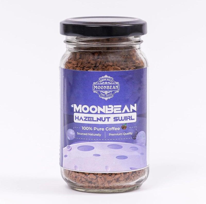 Moonbean Hazelnut Instant Coffee 50g Jar | 100% Pure Arabica | Premium Freeze-Dried Instant Coffee with Smooth & Nutty Hazelnut Flavor | Rich Aroma & Taste | No Added Sugar | Perfect for Hot & Cold Brews - Image 1